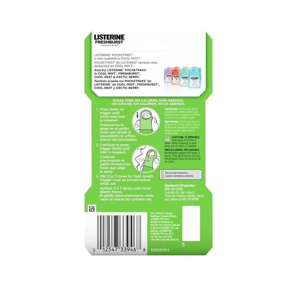 Listerine Freshburst Pocketmist Oral Care Mist for Fresh Breath Sugar Free
